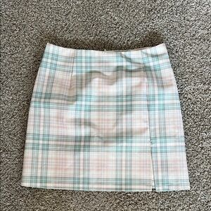 Papaya Pastel Plaid Mini Skirt in Pink and Mint